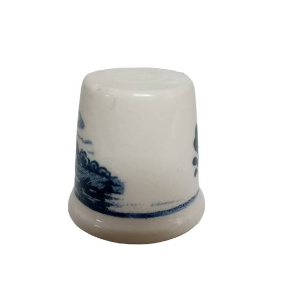 Vintage Delft Blue Porcelain Thimble Windmill Holland Farmhouse Country Dutch - Picture 5 of 16